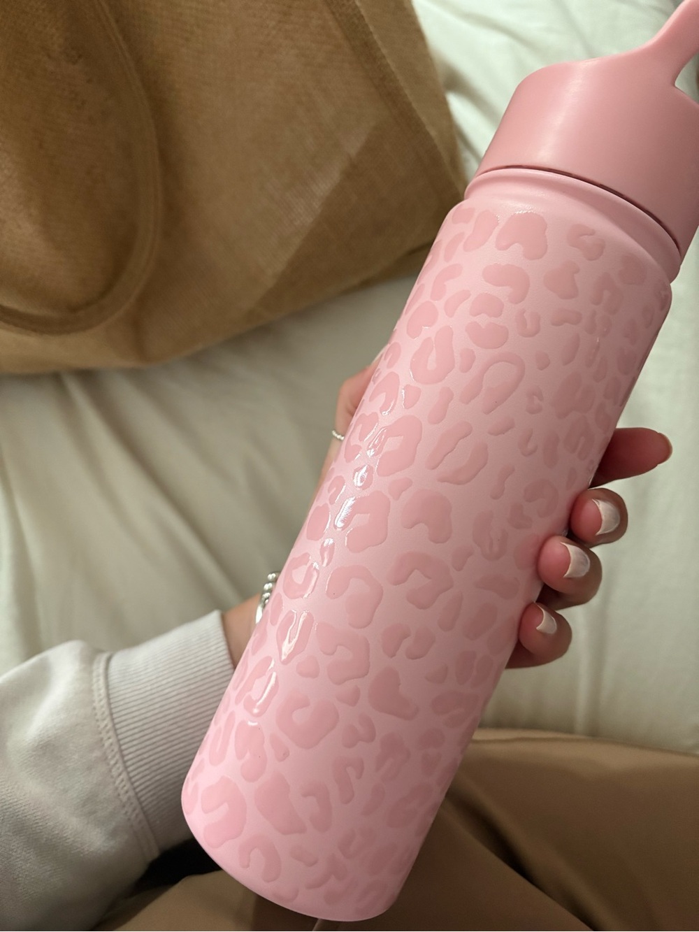Simple Modern Pink Leopard Print Insulated Water Bottle
